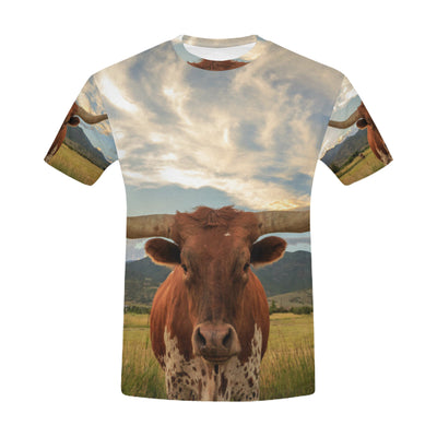 Texas longhorn steer in rural Utah All Over Print T-Shirt for Men