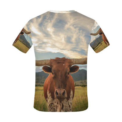 Texas longhorn steer in rural Utah All Over Print T-Shirt for Men